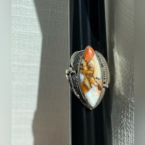 Spiny oyster in sterling silver ring size 7